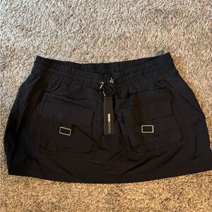 NWT Fashion Nova Still Got It Nylon Micro Mini Cargo Skirt - Black
